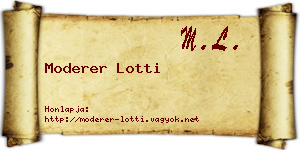 Moderer Lotti névjegykártya